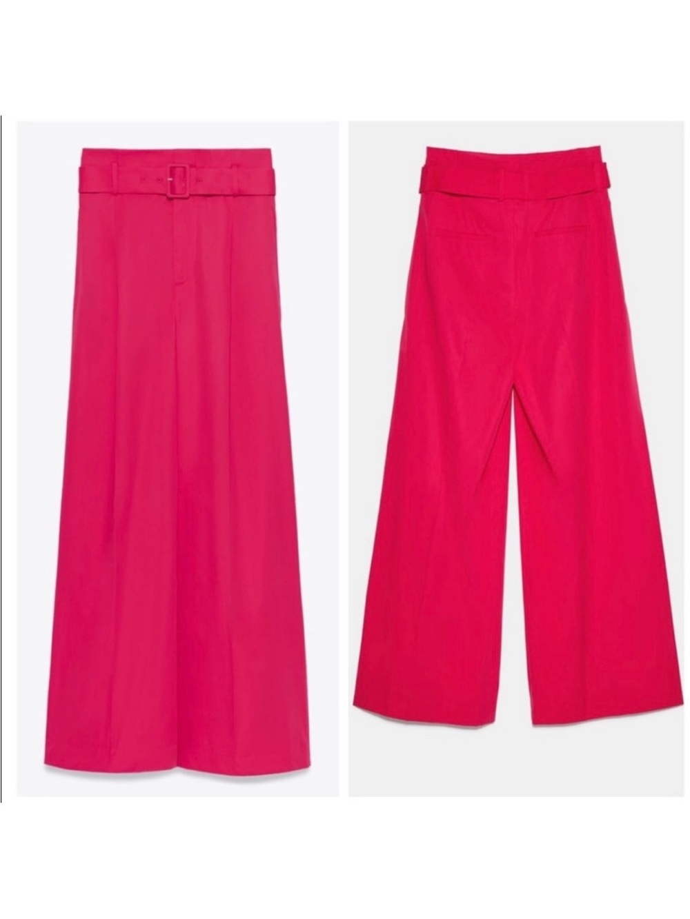 Zara Wide-Leg High-Rise Pants in Bright Pink